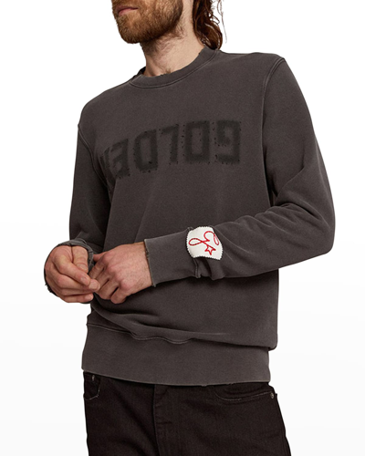 Golden Goose Golden M S Regular Sweatshirt Distressed Cotton Jersey With Logo Clothing In Anthracite