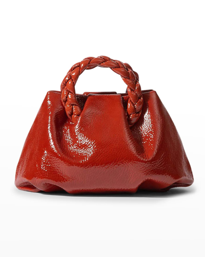 Hereu Bombon Crinkled Leather Top Handle Bag In Carnelian Red