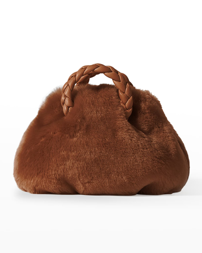 Hereu Bombon Shearling Top Handle Bag In Tan