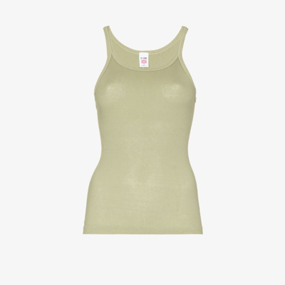 Shop Re/done Ribbed Cotton Tank Top - Women's - Cotton In Green