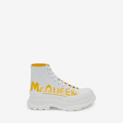 Shop Alexander Mcqueen Tread Slick Boot In White/pop Yellow