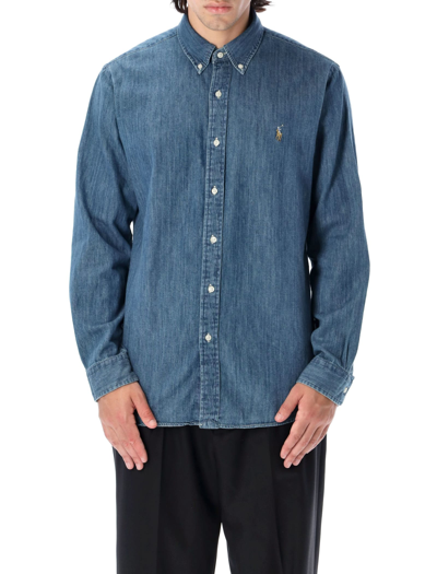 Shop Polo Ralph Lauren Custom Fit Denim Shirt In Blue