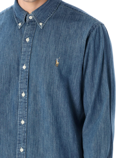 Shop Polo Ralph Lauren Custom Fit Denim Shirt In Blue