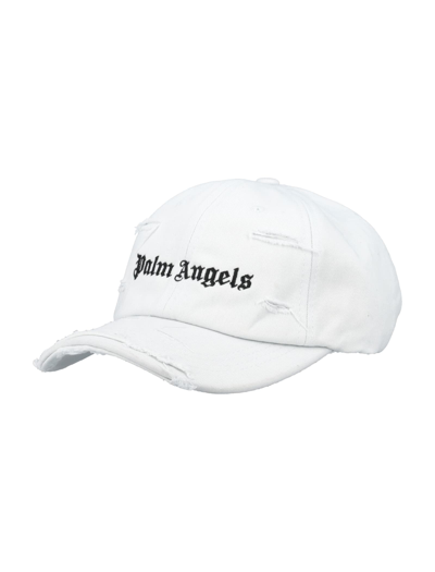 Shop Palm Angels Ripped Logo Cap In White