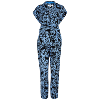 Shop Diane Von Furstenberg Benji Printed Wrap-effect Crepe Jumpsuit