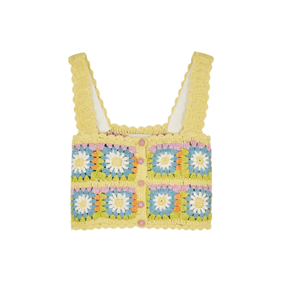 Shop Alemais Petra Cropped Crochet Cotton Top In Multicoloured