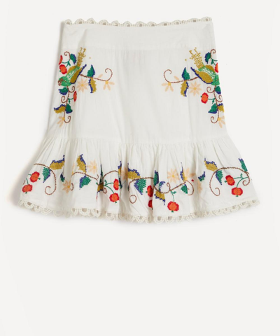 Shop Farm Rio Pitanga Embroidered Mini-skirt In Off White