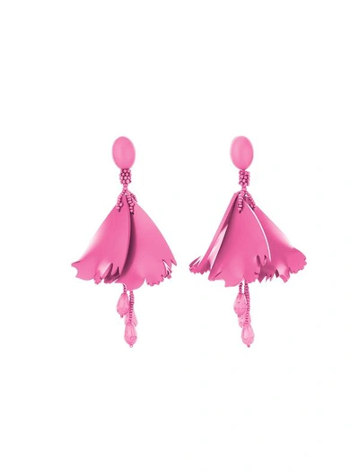 Shop Oscar De La Renta Classic Impatiens Earrings In French Pink