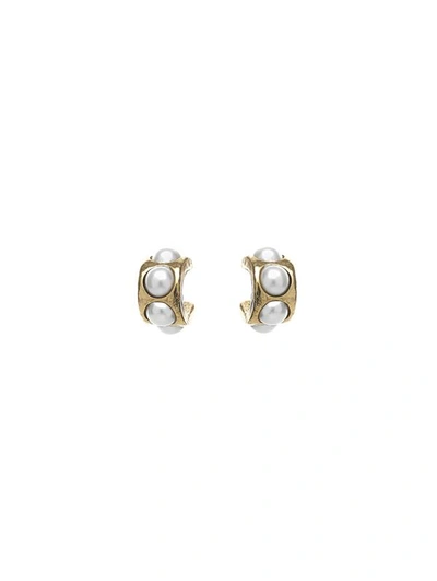 Shop Oscar De La Renta Cabochon Mini Hoop Earrings In Pearl