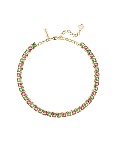 Shop Oscar De La Renta Rainbow Baguette Necklace In Watermelon