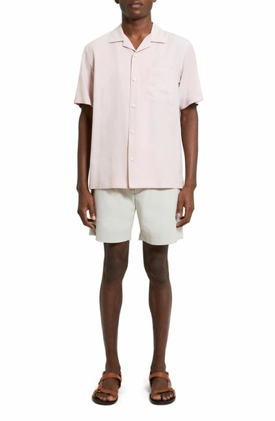 Shop Theory Noll Short Sleeve Button-up Camp Shirt In Viola