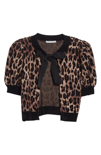 Shop Alice And Olivia Kitty Leopard Print Puff Sleeve Crop Cardigan In Leopard Multi