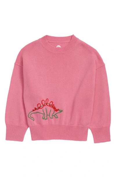 Shop The Row Kids' Embroidered Dino Cashmere Sweater In Bubblegum