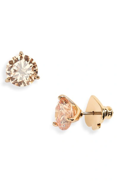 Shop Kate Spade Trio Prong Studs In Champagne