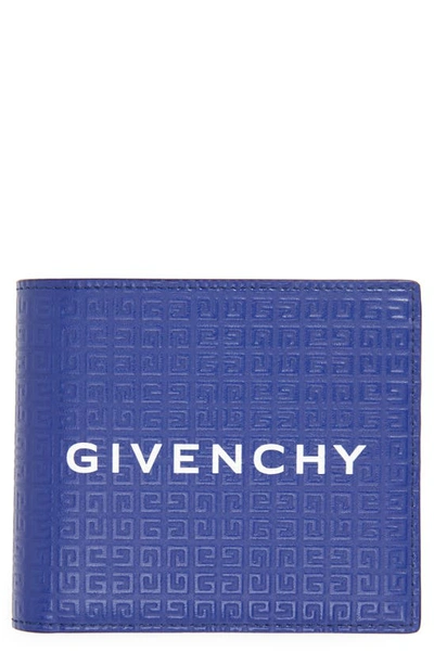 Shop Givenchy 4g-motif Leather Bifold Wallet In 426-ocean Blue