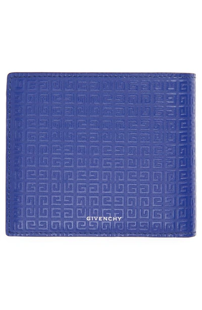 Shop Givenchy 4g-motif Leather Bifold Wallet In 426-ocean Blue