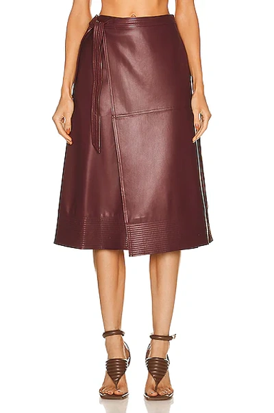 Shop Jonathan Simkhai Bia Vegan Leather Wrap Skirt In Merlot