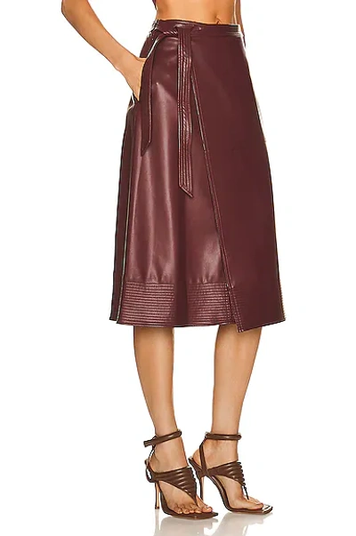 Shop Jonathan Simkhai Bia Vegan Leather Wrap Skirt In Merlot