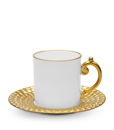 Shop L'objet Aegean Espresso Cup And Saucer In Gold