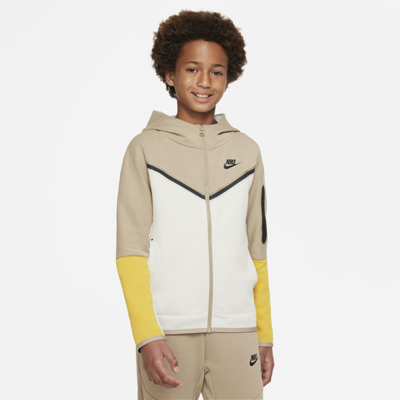 Nike Sportswear Tech Fleece Big Kids' Full-zip Hoodie In Brown | ModeSens