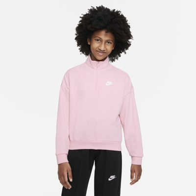 Shop Nike Sportswear Club Fleece Big Kids' (girls') 1/2-zip Top In Pink