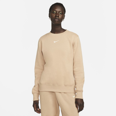Shop Nike Women's  Sportswear Phoenix Fleece Crew-neck Sweatshirt In Brown