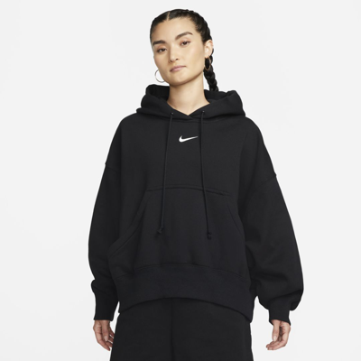 Shop Nike Women's  Sportswear Phoenix Fleece Over-oversized Pullover Hoodie In Black