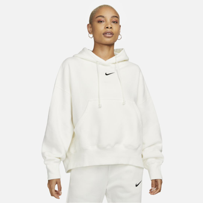 Shop Nike Women's  Sportswear Phoenix Fleece Over-oversized Pullover Hoodie In White