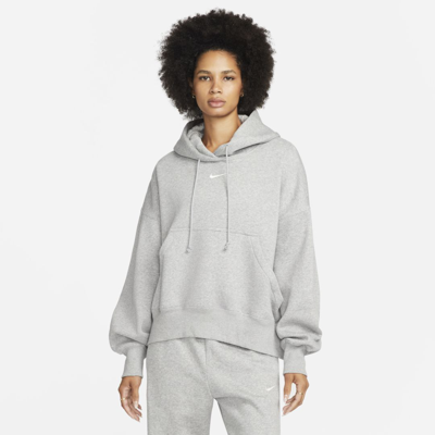 Shop Nike Women's  Sportswear Phoenix Fleece Over-oversized Pullover Hoodie In Grey