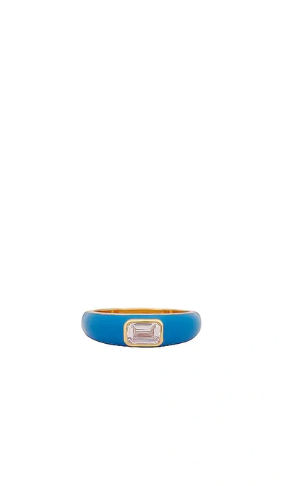Shop Petit Moments Enamel Dome Stone Ring In Blue