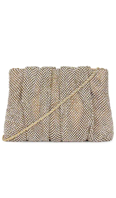 Shop Loeffler Randall Crystal Gathered Flat Clutch In Metallic Gold