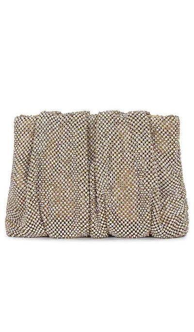 Loeffler Randall Ember Crystal Gathered Clutch In Metallic Gold