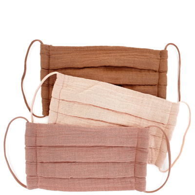 Shop Kitsch Cotton Face Mask 3 Piece Set (various Colours) - Dusty Rose In Dusty Rose 