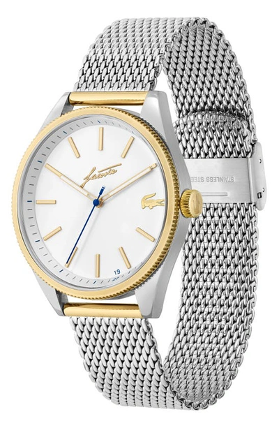 Shop Lacoste Heritage Mesh Strap Watch, 42mm In White
