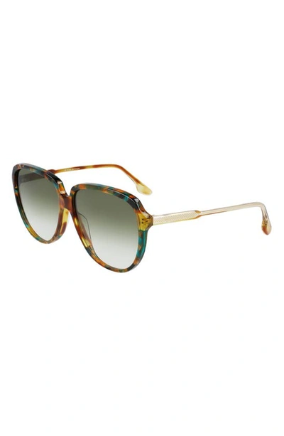 Shop Victoria Beckham 60mm Gradient Round Sunglasses In Blonde Havana/ Khaki Gradient