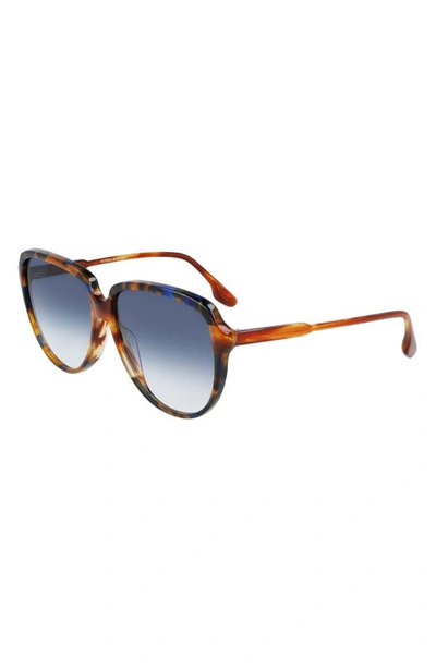 Shop Victoria Beckham 60mm Gradient Round Sunglasses In Chocolate Smoke/ Blue Gradient