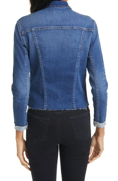 Shop L Agence Janelle Raw Cut Slim Denim Jacket In Ashford