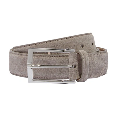Shop Scarosso Classic Belt In Taupe Suede