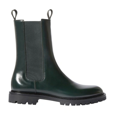 Shop Scarosso Wooster Chelsea Boots In Green Brushed Calf