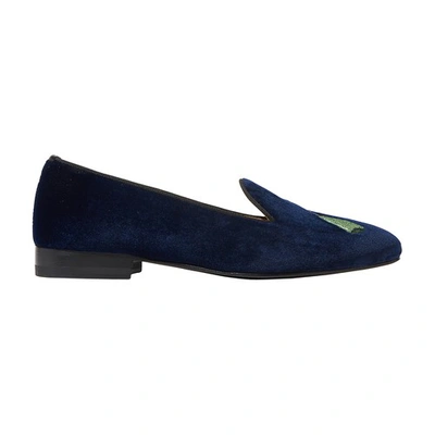Shop Scarosso Daisy Slippers In Blue Velvet