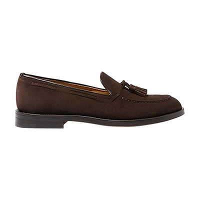 Shop Scarosso William Loafers In Brown Suede