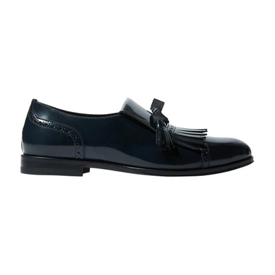 Shop Scarosso Lucy Brogues In Blue Calf Leather