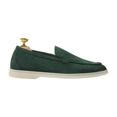 Shop Scarosso Ludovica Loafers In Green Suede