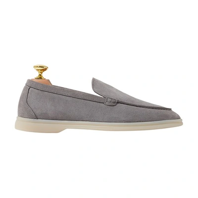 Shop Scarosso Ludovica Loafers In Grey Suede
