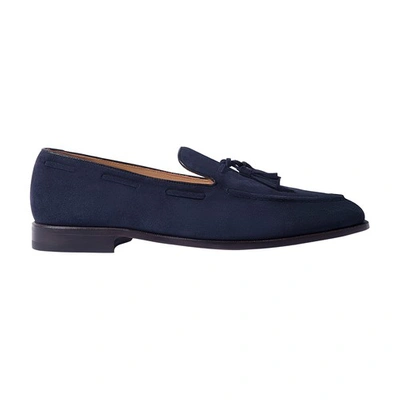 Shop Scarosso Duccio Loafers In Dark Blue Suede