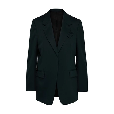 Bottega Veneta Belted Leather-trimmed Grain De Poudre Wool-blend Blazer In Inkwell