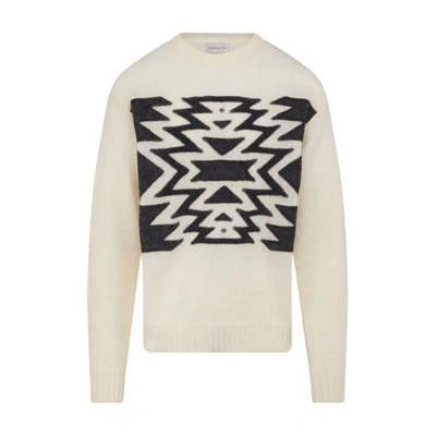 Shop Moncler Crew Neck Sweater In White