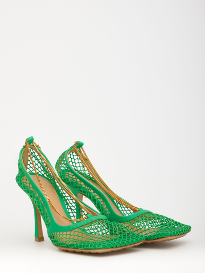 Shop Bottega Veneta Green Stretch Sandals