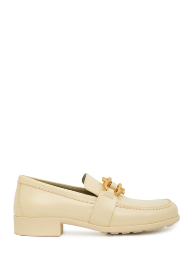 Shop Bottega Veneta Monsieur Cream Loafers