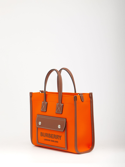 Shop Burberry Freya Mini Tote Bag In Orange